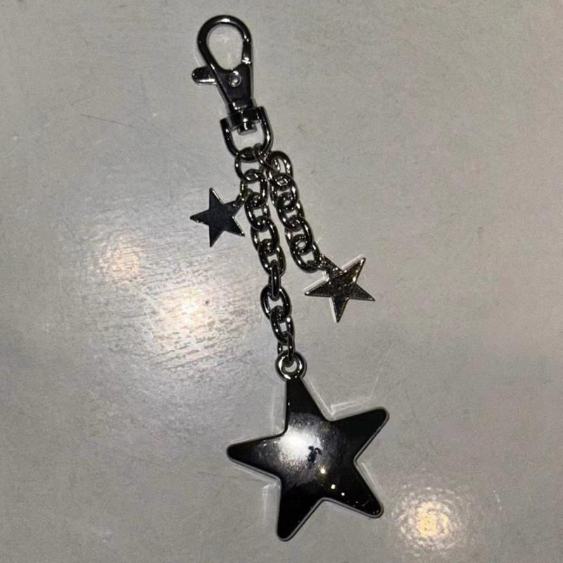 Star Bag Charm Trendy Bag Accessory Fashion Statement Pendant Gothic Key Ornament Alloy Texture for Keys and Purses