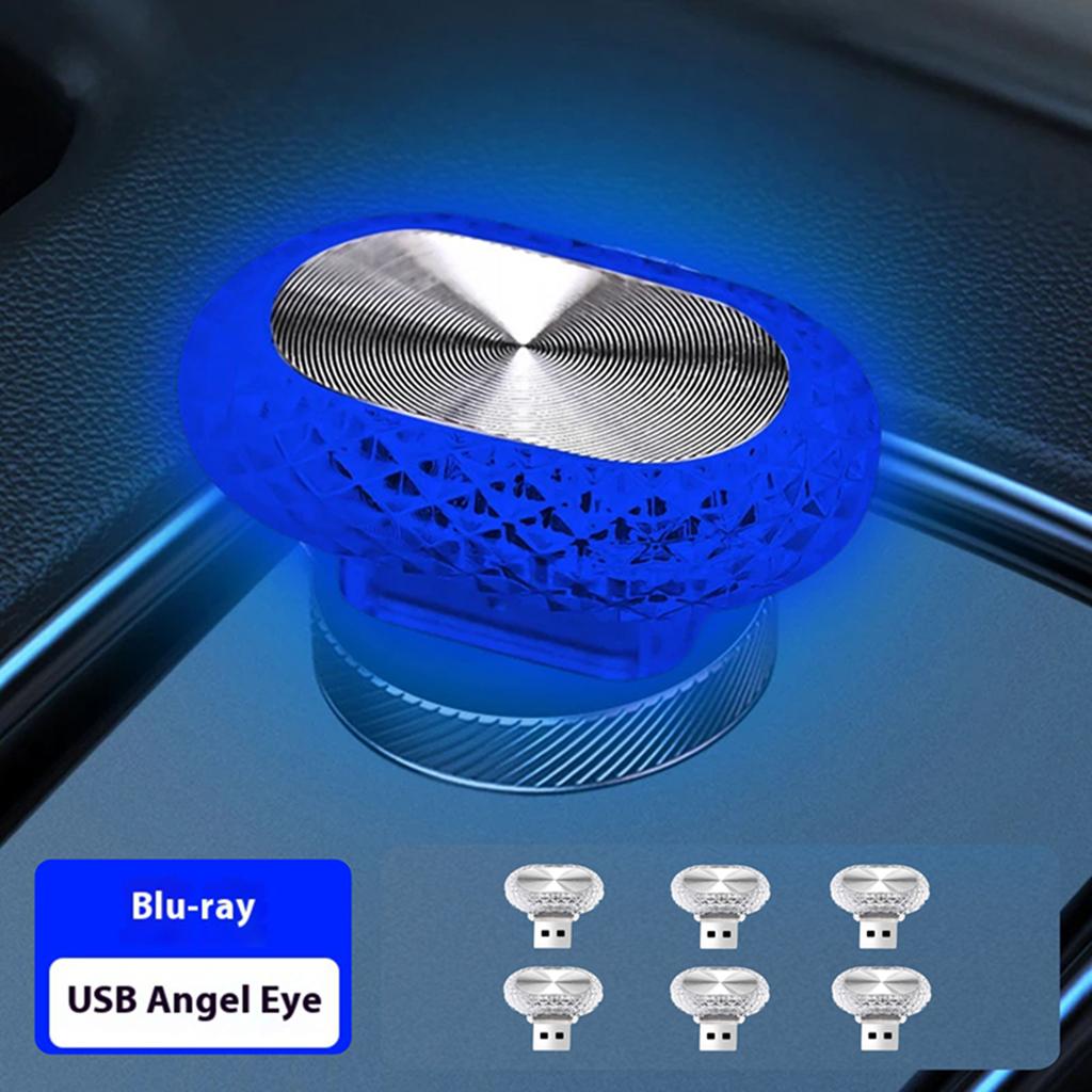 New oval angel eye USB car atmosphere light, home small night atmosphere light, car decoration, seven colors, no wiring