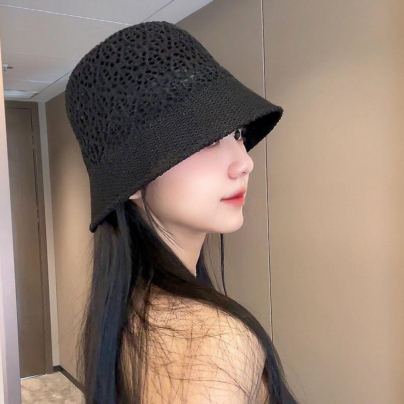

Straw hat lady summer travel sunscreen bucket hat vacation beach leisure sunshade sunscreen hat M（56-58cm）