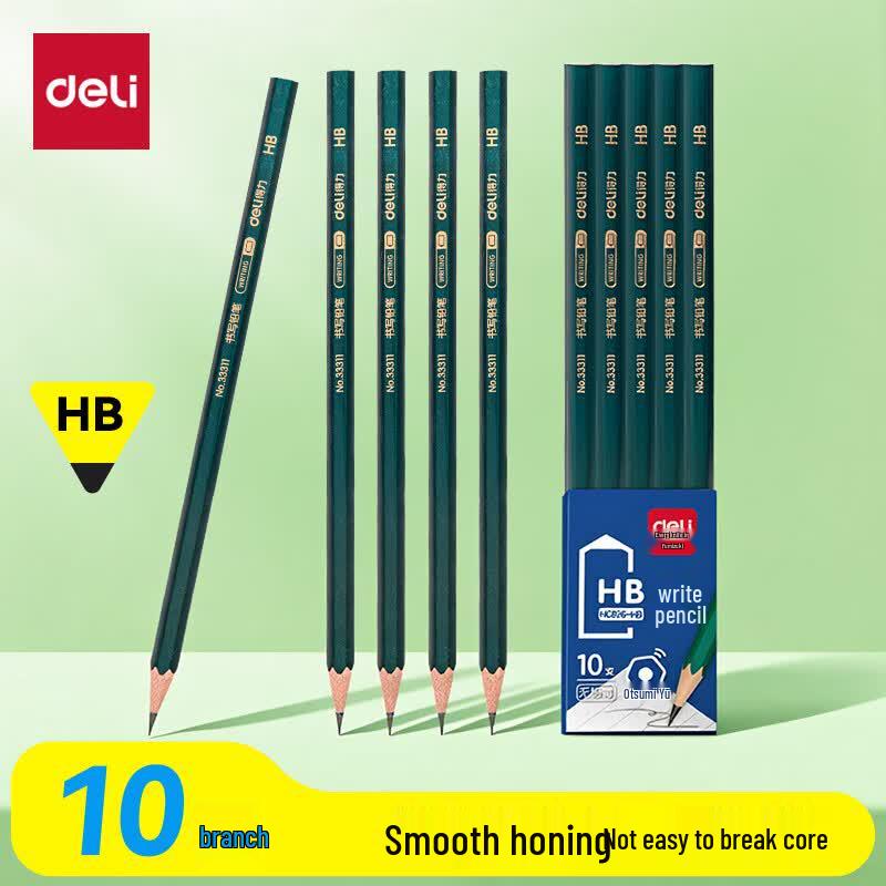 Deli Classic Green HB Hexagonal Pencils (10-Pack)