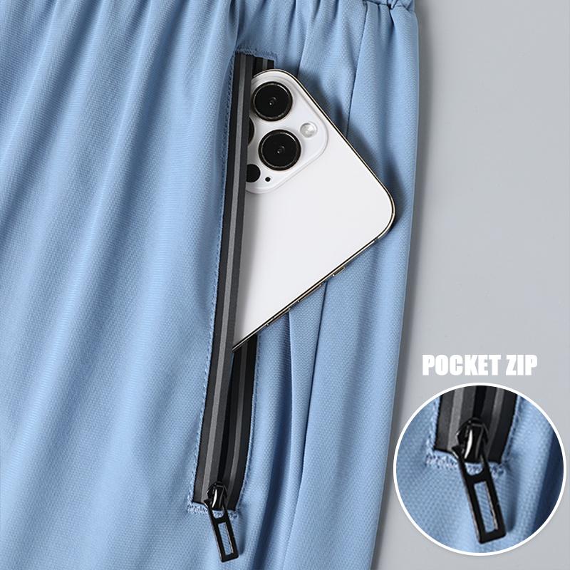 Herren Marathon Leichtathletik Training Atmungsaktive Hose Dünne Lockere Herrenhose mit Taschen Gymnastik Übungskleidung Elastizität Legging