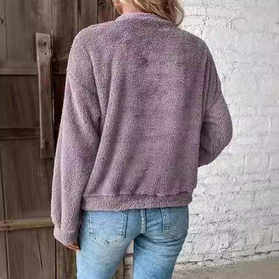 Autumn/Winter Women's Loose Plush Pullover Sweater with Double-sided Fleece