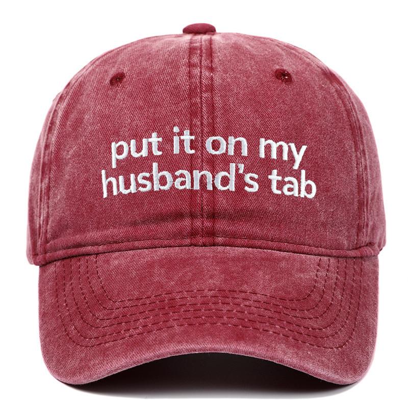 Put It On My Tab Embroidered Cotton Baseball Cap With Sunshade For Outdoor Casual Wear