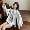 Light Gray Casual Sports Sweater & Contrast Short Skirt Set 2025