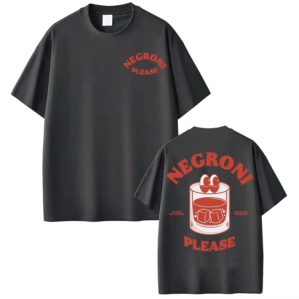 Negroni Please Cartoon Meme TShirts Funny Cocktail Drink Cute Graphic Tee Shirt Men Women Fashion Casual Cozy Tshirt Streetwear