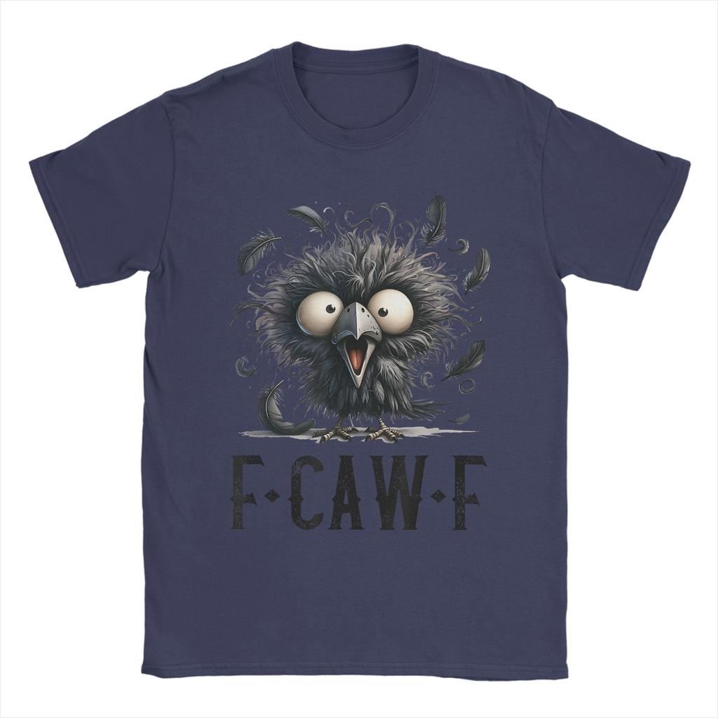 F-Caw-F Corvo Nero Uccello Nero Corvo Divertente F Caw F Maglietta da Uomo Maglietta Umoristica Manica Corta Girocollo Abbigliamento