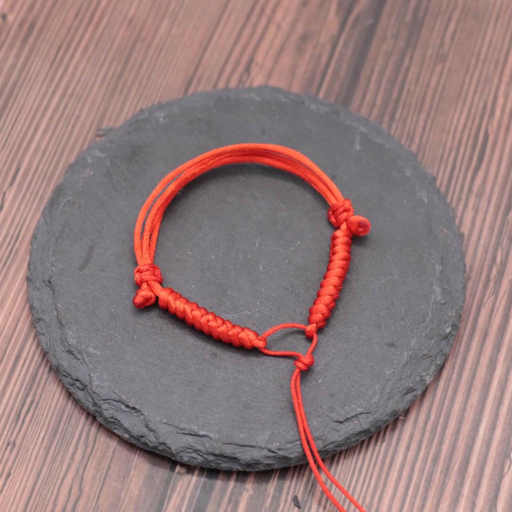 Zodiac Red Rope Diamond Knot Bracelet with Beads and Peace Buckle for Couples