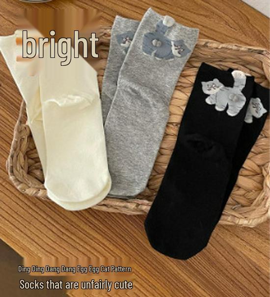 

Women s Autumn/Winter Cat Egg Socks - 2 Pairs of Comfy, Funny, Cotton Knee-Highs