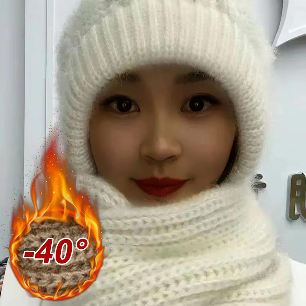 The new padded and thickened scarf all-in-one wind and snow cap fall and winter squirrel velvet wool cap warm net red cap