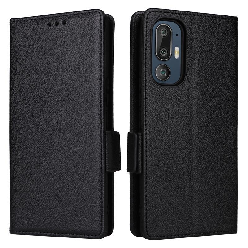 HTC U24 Pro 5G Leather Flip Case with Card Holder and Lanyard - Lychee Pattern