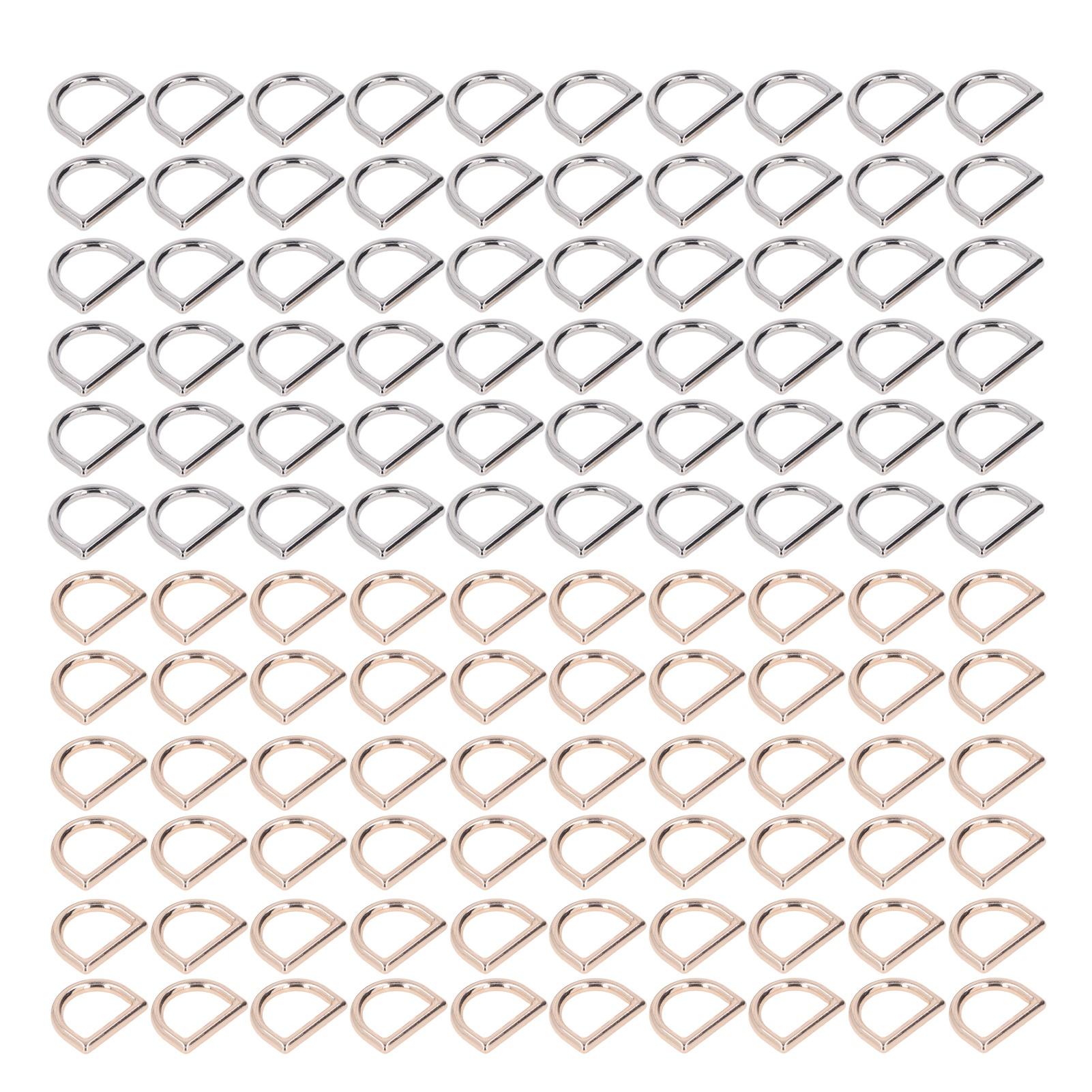 

120 шт. металлических D-образных колец, прочные несущие нагрузку гладкие поверхности, пряжка в форме буквы D из цинкового сплава золота и серебра