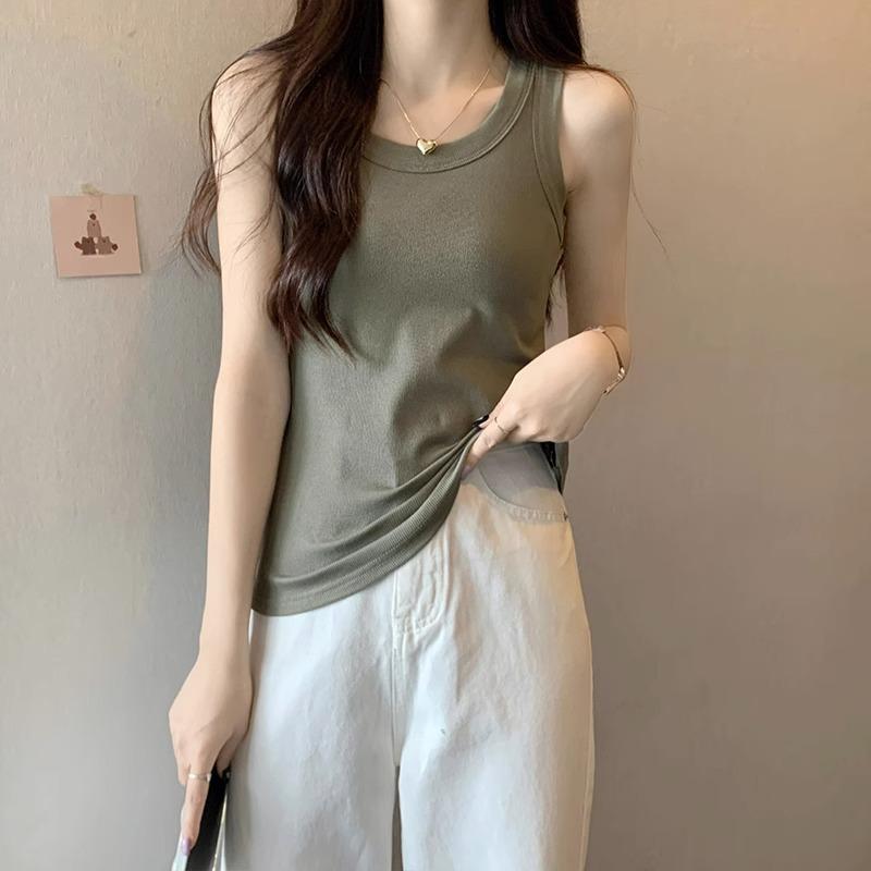 I-shaped Sling Vest Women's Inner Summer Collarbone Round Neck Tight Suit Bottoming Anti-light Sleeveless Outer Top