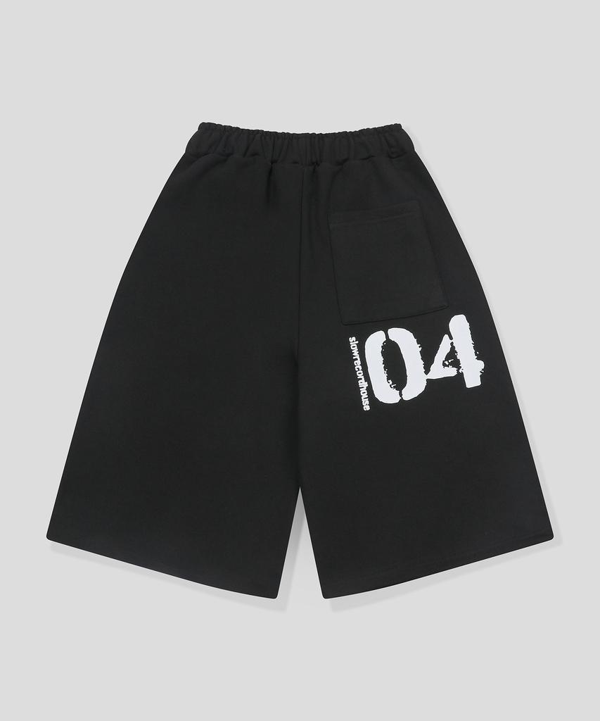 SLOW RECORD HOUSE 04 Bermuda Sweatpants_Black