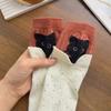 2026 Korean Cute Cartoon Kitten Mid-tube Socks Women's Autumn Winter Warm Stacking Socks Kawaii Cat Print Cotton Soft Long Sock