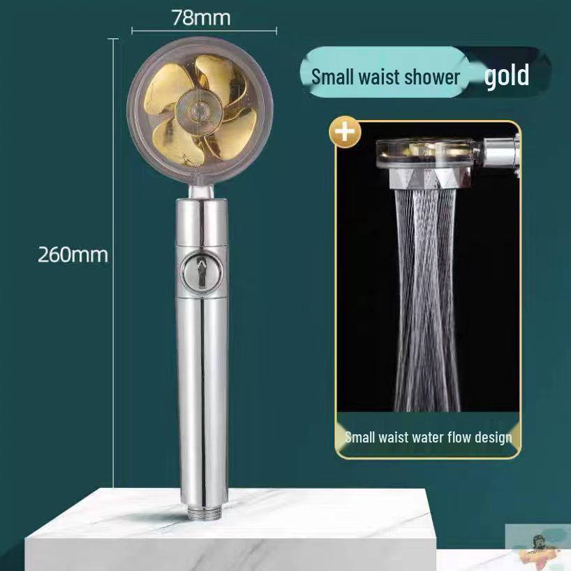 Compact High-Pressure Turbo Shower Head with Propeller for Handheld Use