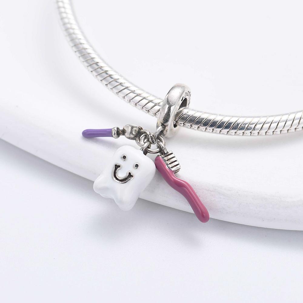 New   Copper Toothbrush Cup Beer Charm Of Ley  Chain Bead Fit Original Bracelet Accessories Diy Women Love Jewelry