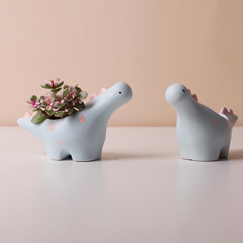 Cute Succulent Ceramic Flower Pot Animal Shape Elephant Dinosaur Plant Pot Desktop Balcony Decoration Home Decor Ceramic Vase