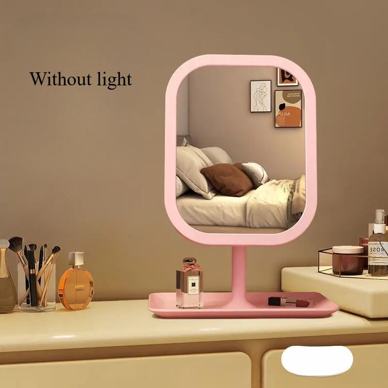 

Настольное зеркало для макияжа с 3-цветной регулируемой яркостью, светодиодное зеркало для макияжа с подсветкой, сенсорное зеркало, зеркало для макияжа для женской спальни светло-розовый