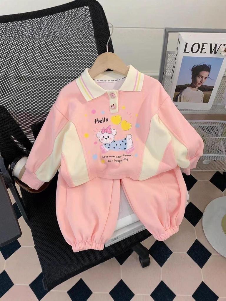 2025 Spring Stylish Two-Piece Cartoon Suit for Girls - Casual Autumn Wear