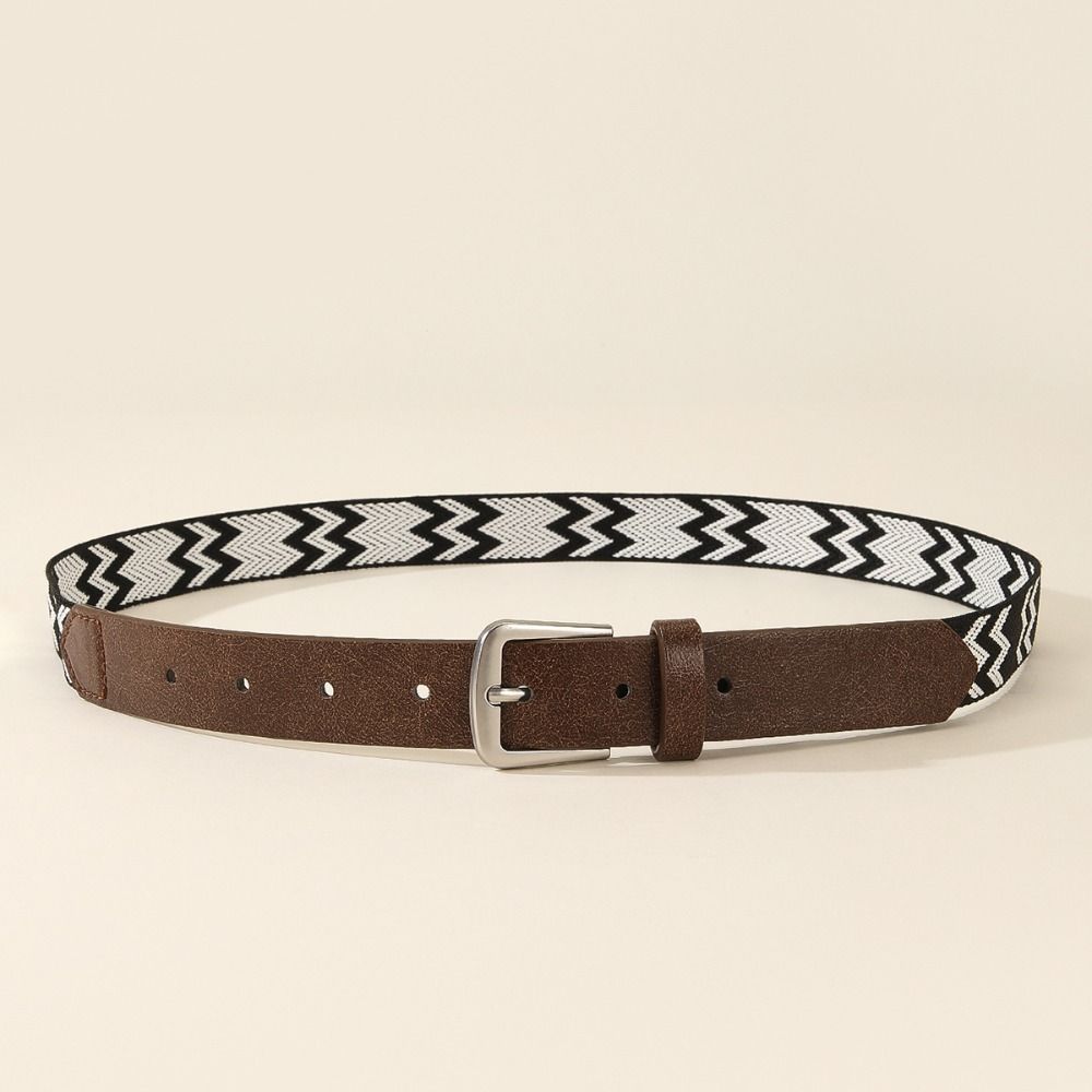 Splicing Nylon Weaving Belt Bohemian Style Waist Band Trendy Pin Buckle Waistbands