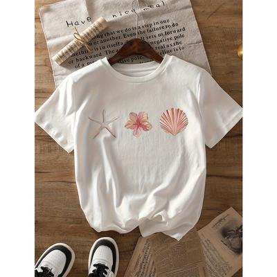 Bedrucktes Kurzarm-T-Shirt im lässigen und minimalistischen Stil für den täglichen Gebrauch und Outdoor, Damenmode Y2K