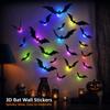 Halloween 3D Black Bat Wall Stickers LED Luminous Bat Decals Scary DIY Window Wall Decor Halloween Party Haunted House Ornament