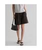 Double-Tucked Knee-Length Shorts Brown