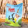 Pippi Longstocking Flannel Blanket Soft Warm All-Season Throw, Design for Camping, Car Travel, Hiking Sofa, Bed, Office Perfect Gift for Parties