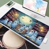 Cute Ghosts Reading Books Library Full Moon Bats Large Gaming Mouse Mat Non Slip Rubber Base Xxl Desk Pad For Book Lover