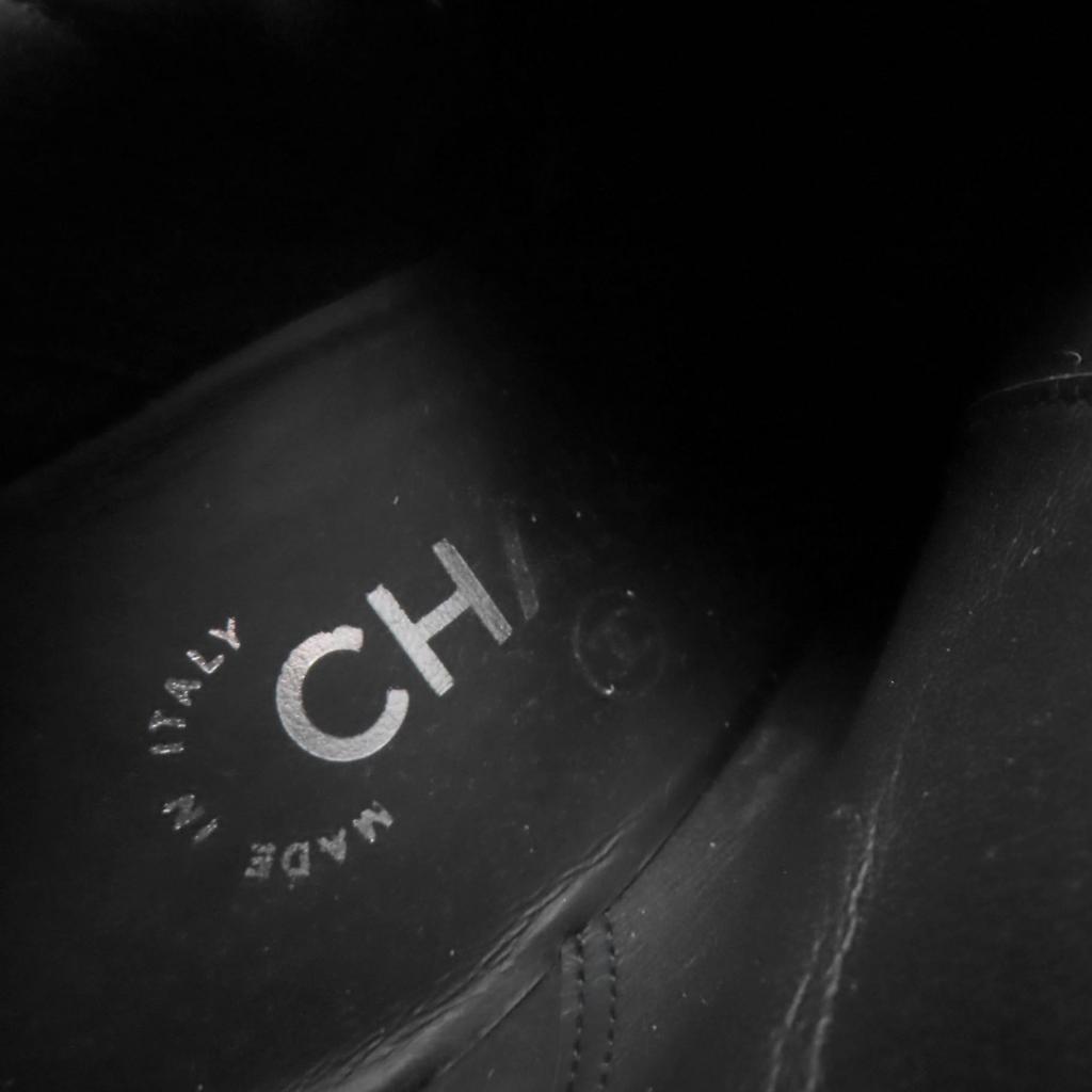 Great CHANEL short boots Double COCO Mark turn lock lamé leather black 36 G31285 Used