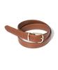 Hallen (W) Round Square Gold Buckle Cowhide Leather Belt (T027_Tan)