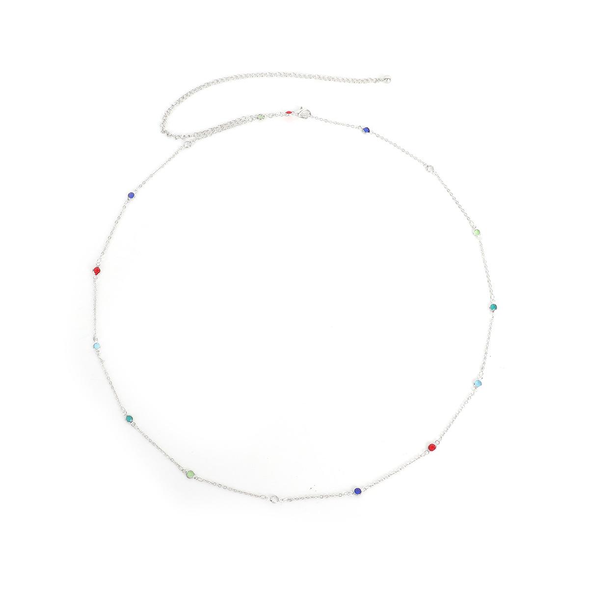 

Горячо продаваемая европейская и американская минималистичная летняя пляжная поясная цепочка-бикини с цветными стеклянными бусинами серебряный