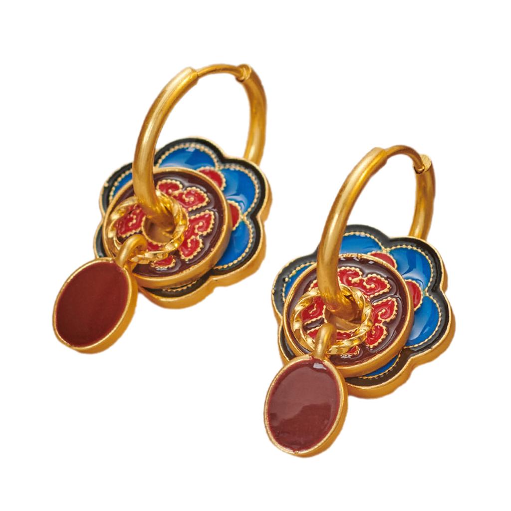 Enamel Ear Cuff for Women Girls Waterproof New Chinese-style Ear Buckles Accessories for Daily Wear and Parties