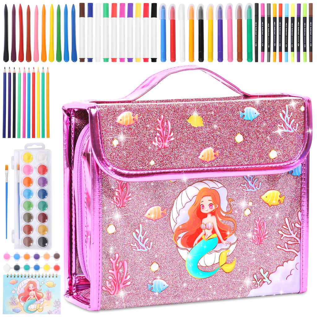 123Pcs Washable Markers Set Creative Watercolor Drawing Kit Cartoon Stationery Case with Marker Acrylic Pen Crayon Kids Gifts