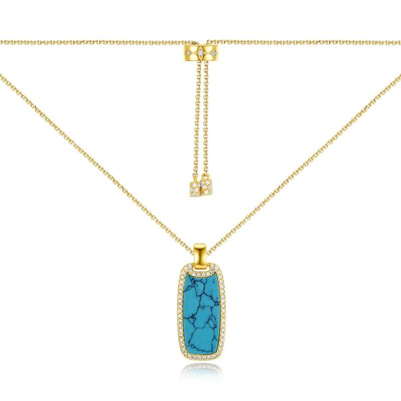 APM Monaco Lake blue square tag pendant, adjustable, fashionable, luxurious and high-end necklace, women s style YC7466XTU
