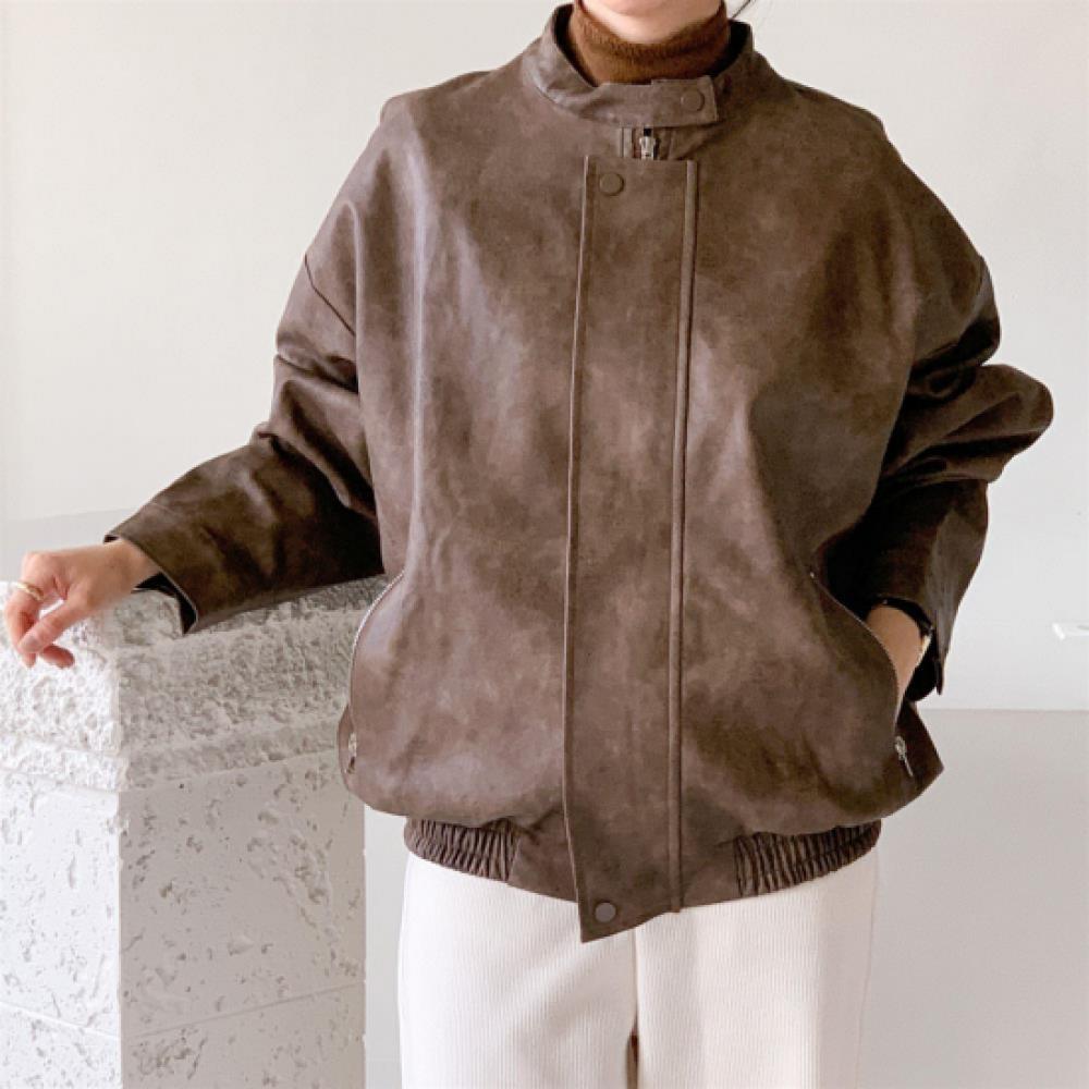 New Arrivals Open Run Women Autumn Outerwear Blouson Zip Up Oversized Banding Le