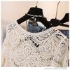 Elegant Knit Crochet Lace Blouse Women Vintage Hollow Out Seven Quarter Sleeve Casual Loose Shirts Women Summer Slim Fit Fashion Blouses Tops 3412
