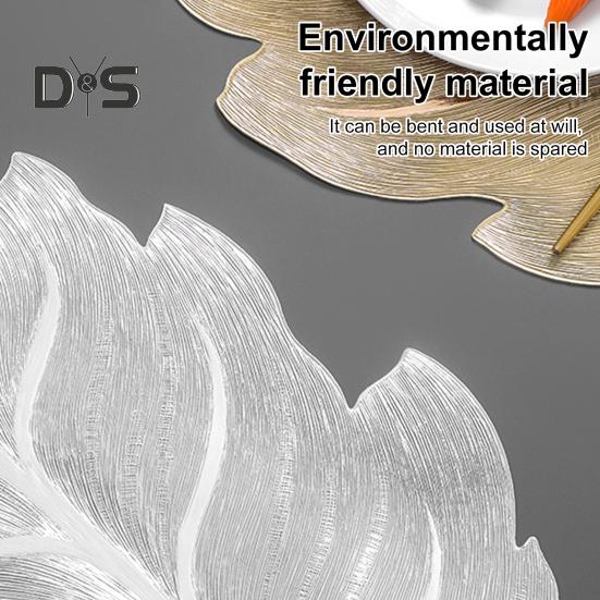 6Pcs Kitchen Placemat Set High Temperature Resistant Gold-Stitched Leaf Shape Dining Place Mat Table Setting Accessory