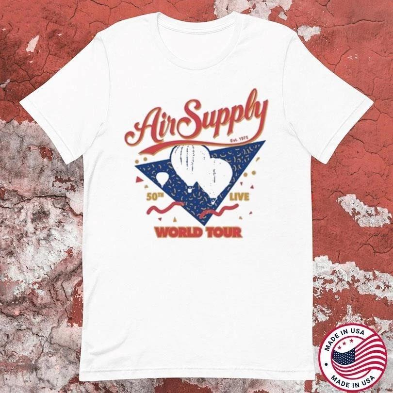 Men s and Women s T-shirts Air Supply 50TH Live Music World Tour Heavy Cotton White M