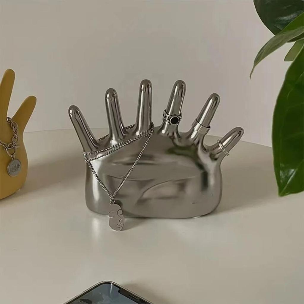 Ceramic Finger Hand Jewelry Display Stand for Rings and Ornaments, Creative Palm Decorative Prop In Ins Style