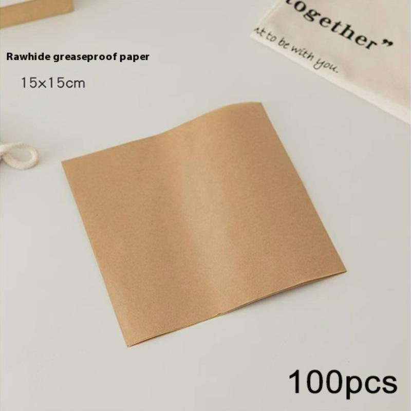 

100 Pcs Baking Tools Parchment Paper Food Grade Grease Paper Bread Sandwich Burger Fries Wrappers Cookie Kitchen Baking Paper 15cm коричневий