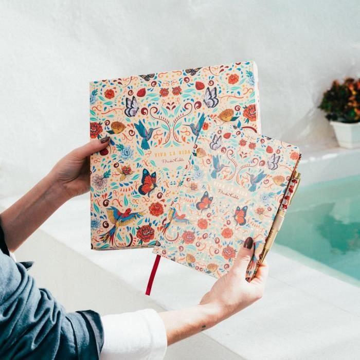 Coffret cadeau - grupo erik - frida kahlo - carnet a5 - stylo assorti - pages pointillées