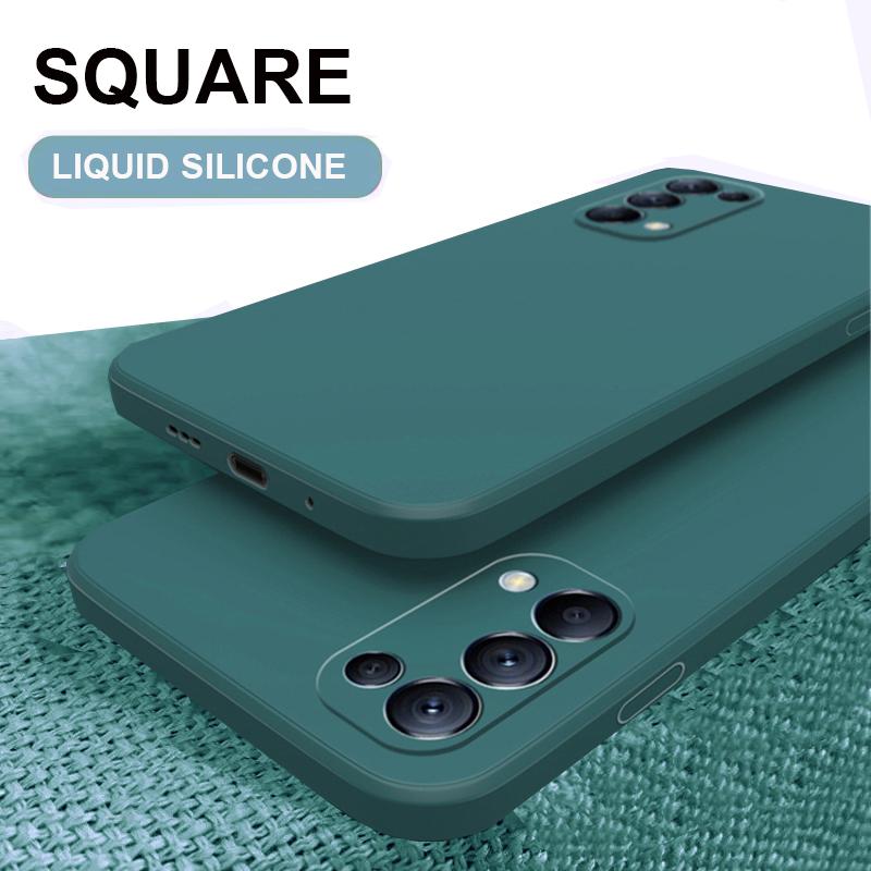 Custodia Morbida in Silicone Liquido Quadrata per Telefono per OPPO Realme C21Y C25Y C11 9 9i 8 7 6 Pro A74 A94 A93S 5G 4G Antiurto Protezione Completa Lente Copertura Posteriore