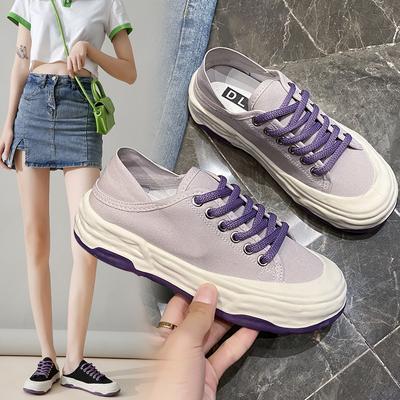 Authentische Zwei-Wear Canvas Schuhe Frauen Sommer Neue Auflösen Dicken Sohlen Net Rot Studenten Alle-Match Casual Sneakers