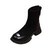French thick-heeled short boots women's 2025 new autumn and winter high-end thin naked boots small thick-soled fried street Martin boots