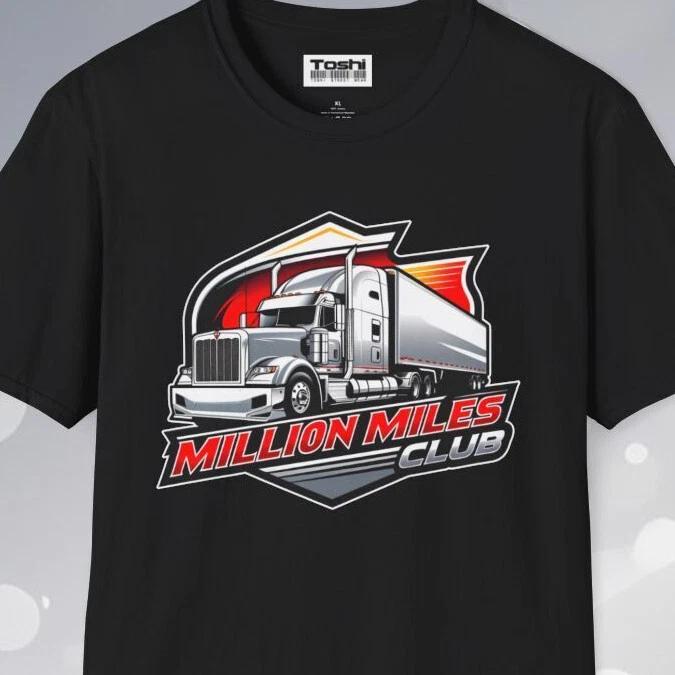 Million Miles Club Trucker Tee Unisex T-Shirt Semi Big Rig Trucking Tee OTR S