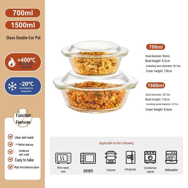 Qiwei High-Temperature Covered Glass Bowl