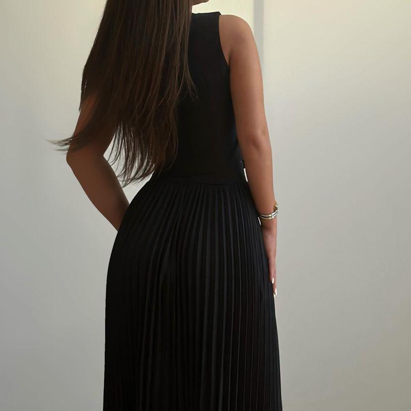 European & American Women's Sleeveless Vest and Pleated Long Sleeve Two-Piece Summer Set