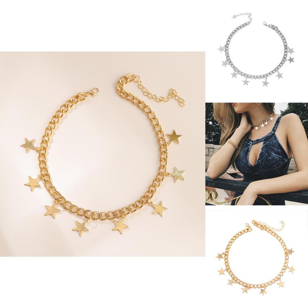 Glamorous Star Pendant Necklace For Women Trendy Fashion Accessory With Eye-catching Water Wave Chain