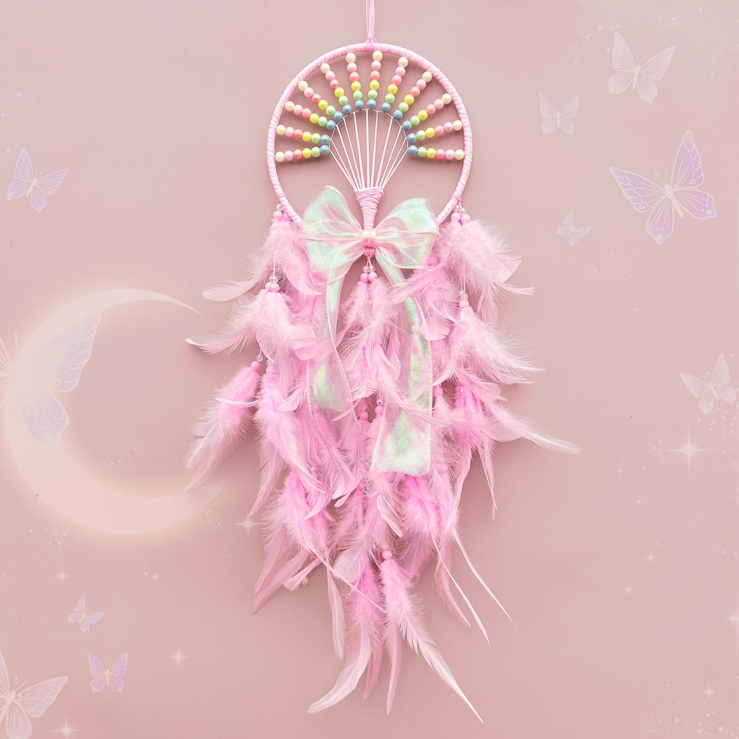 

Украшение для дома Подростковая девочка Сердце Ловец снов Подвесное украшение Колокольчик ветра Перья Поделки Украшение стены комнаты Милое украшение детской комнаты
